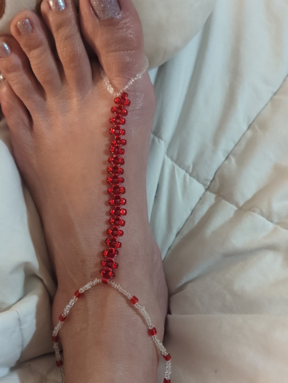 Delicate Red Beaded Foot Bracelet - Brand